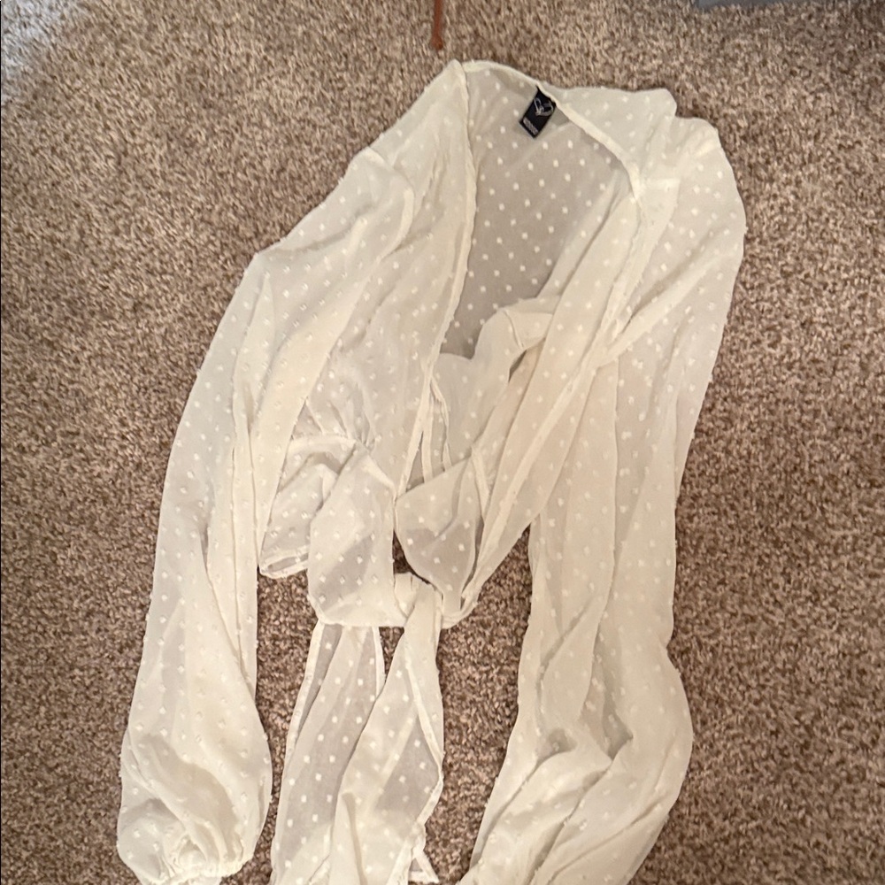 Windsor Sheer White Polka Dot Blouse